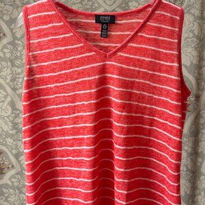Red and White Striped V Neck Tank (size S)